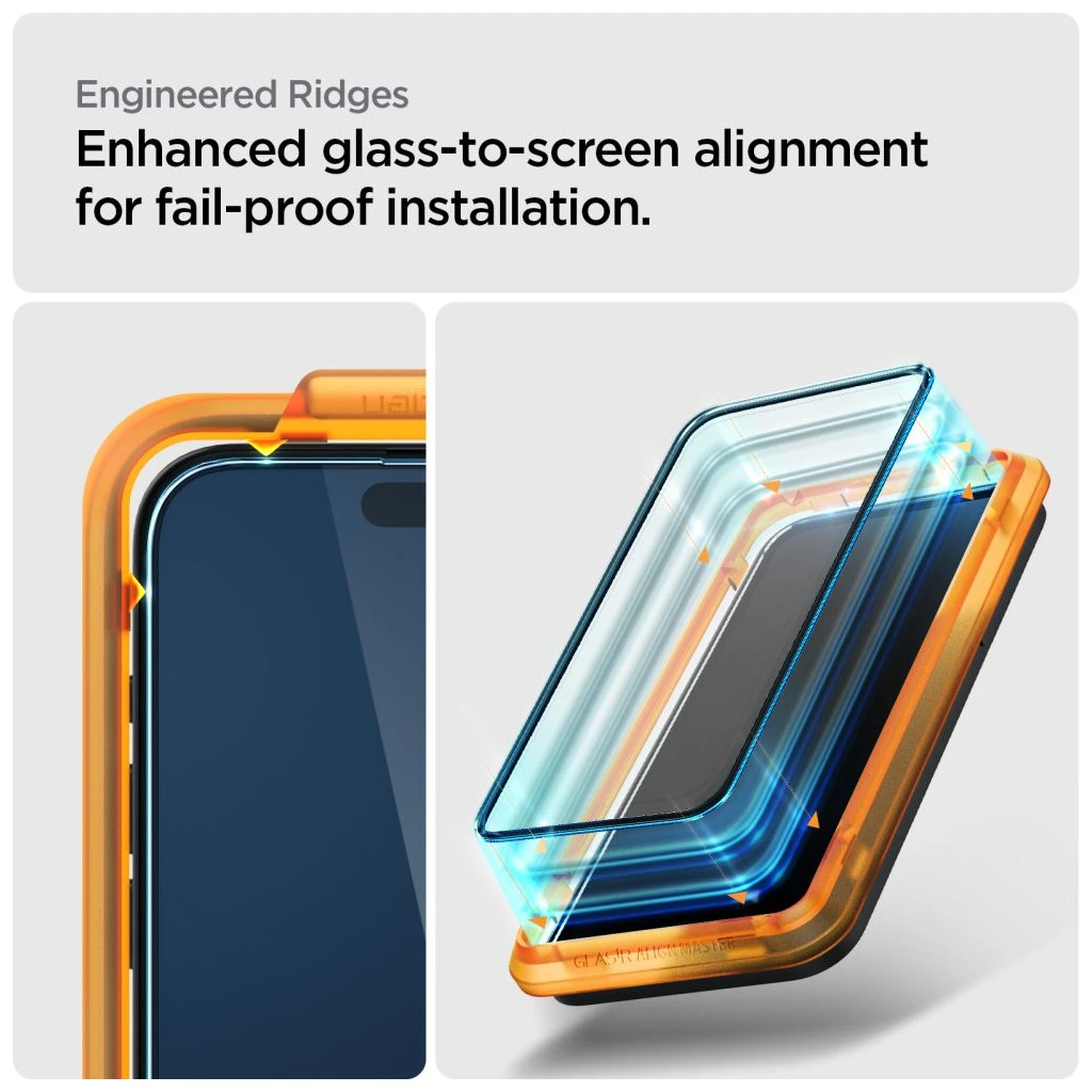 Edzett üveg kijelzővédő SPIGEN ALM GLASS FC 2-PACK iPhone 15 Plus készülékhez fekete