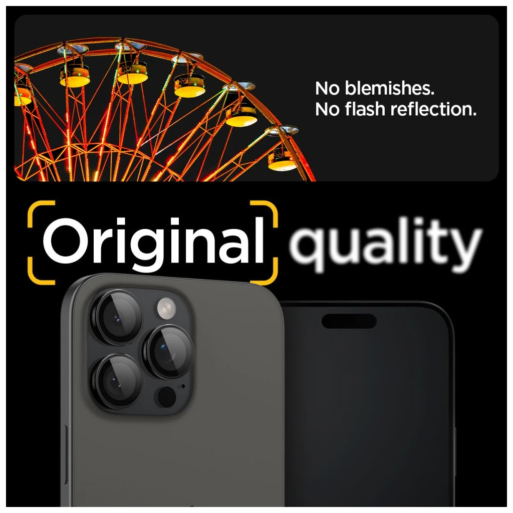 SPIGEN Optik Pro Glas.tr „EZ Fit” kameravédő – 2 db, iPhone 14 Pro / Max / 15 Pro / Max / 16 Pro / Max / 17 Pro / Max készülékhez, fekete