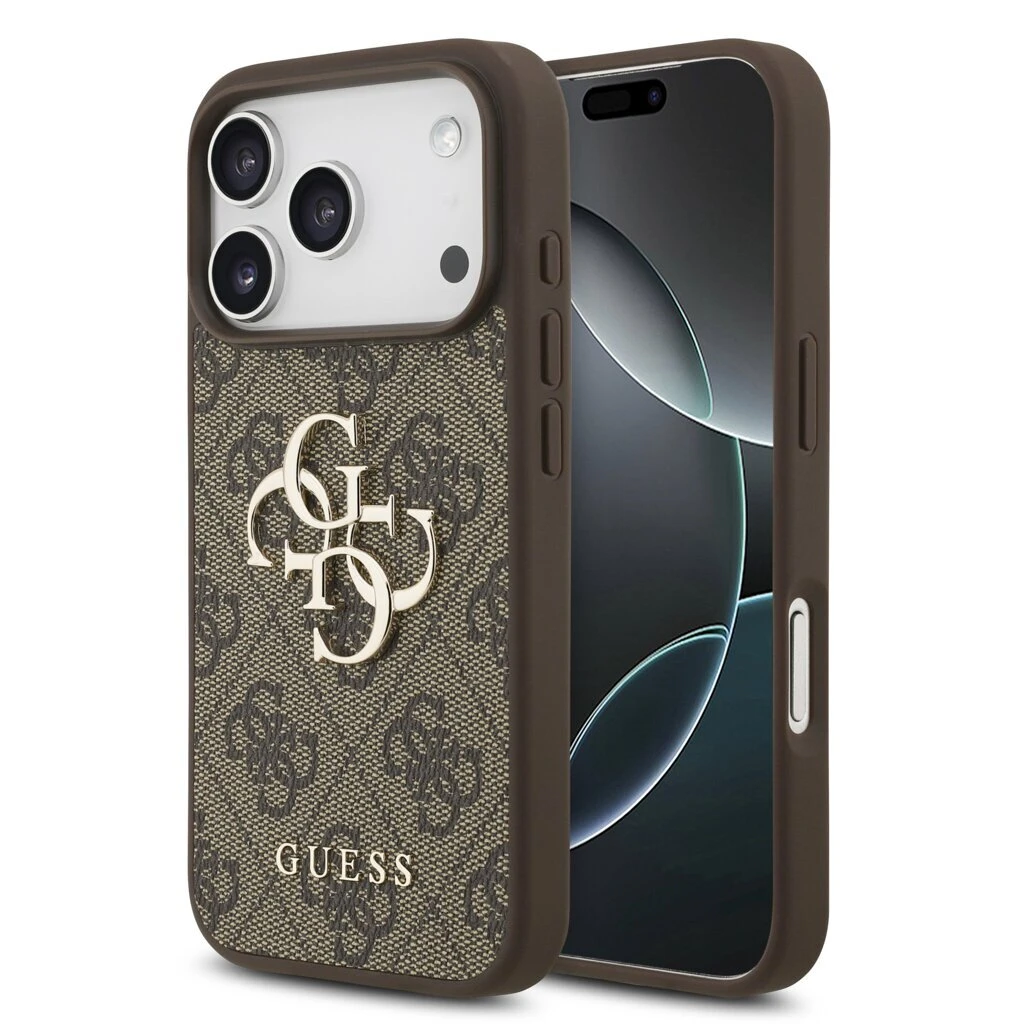 Guess PU 4G Metal Logo tok iPhone 17 Pro készülékhez barna