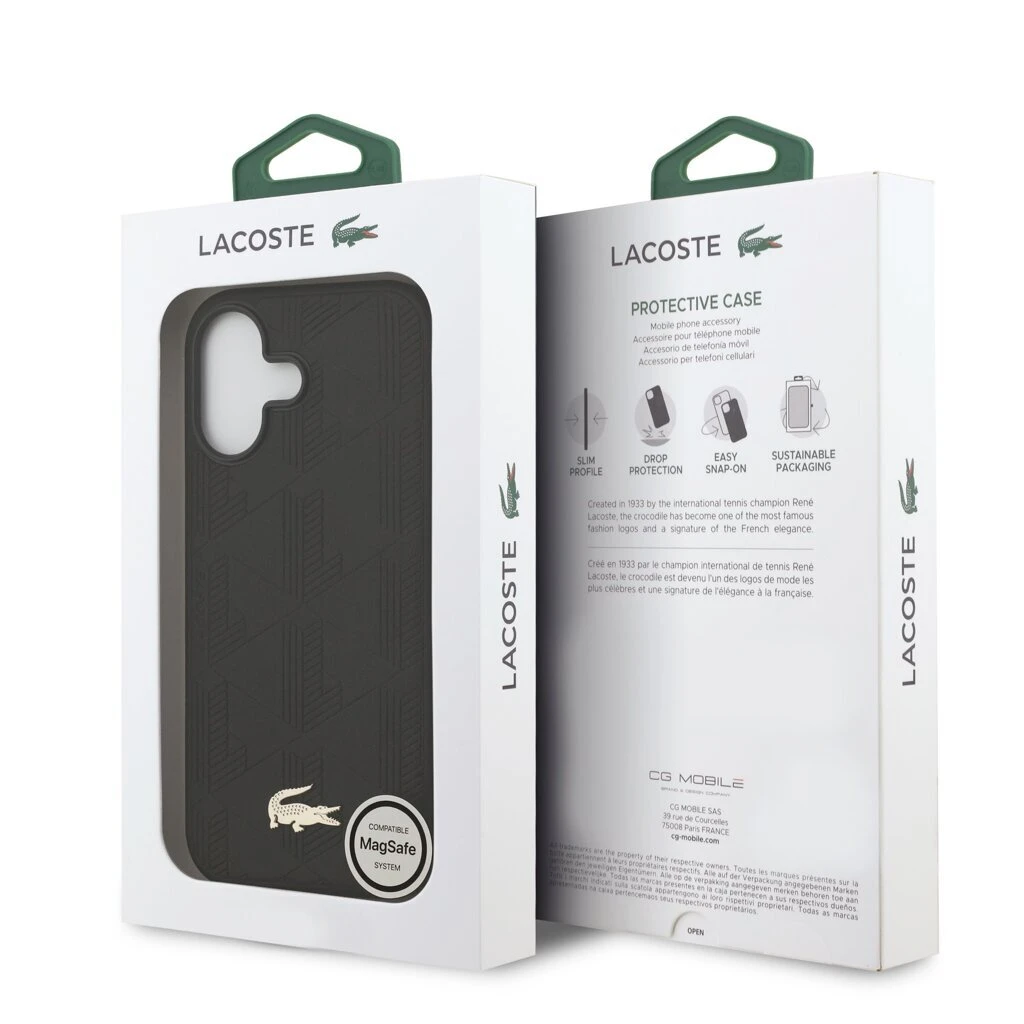 Lacoste PU Nomogramme Gold Logo MagSafe tok iPhone 17 készülékhez fekete