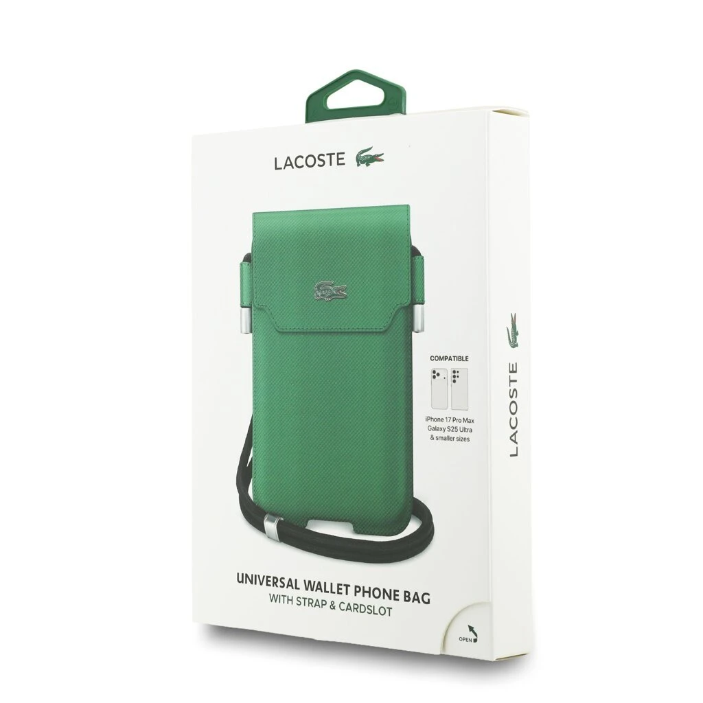 Lacoste PVC Iconic Petit Pique Metal Logo telefon tok XL zöld