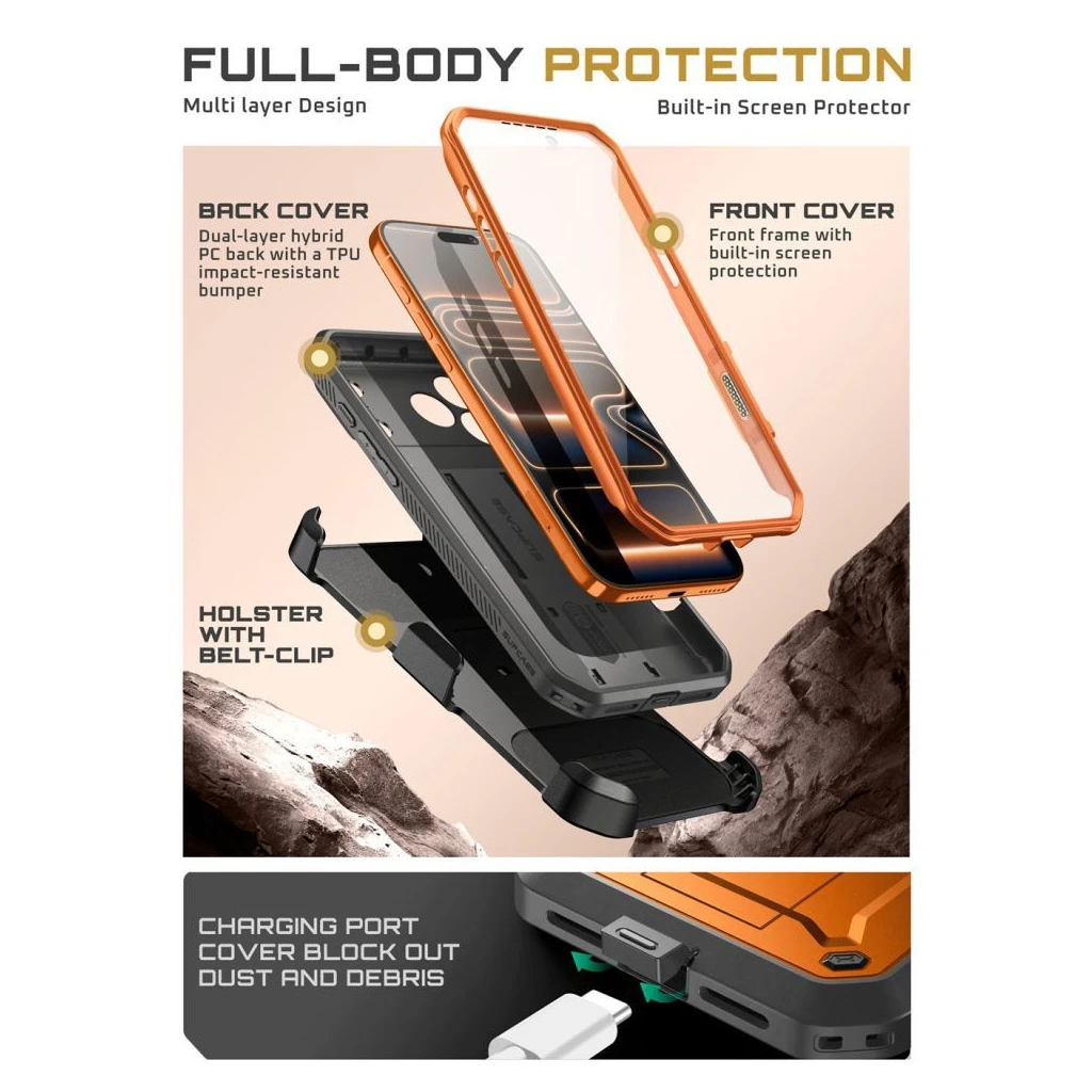 SUPCASE UNICORN BEETLE PRO iPhone 17 Pro készülékhez tok korall