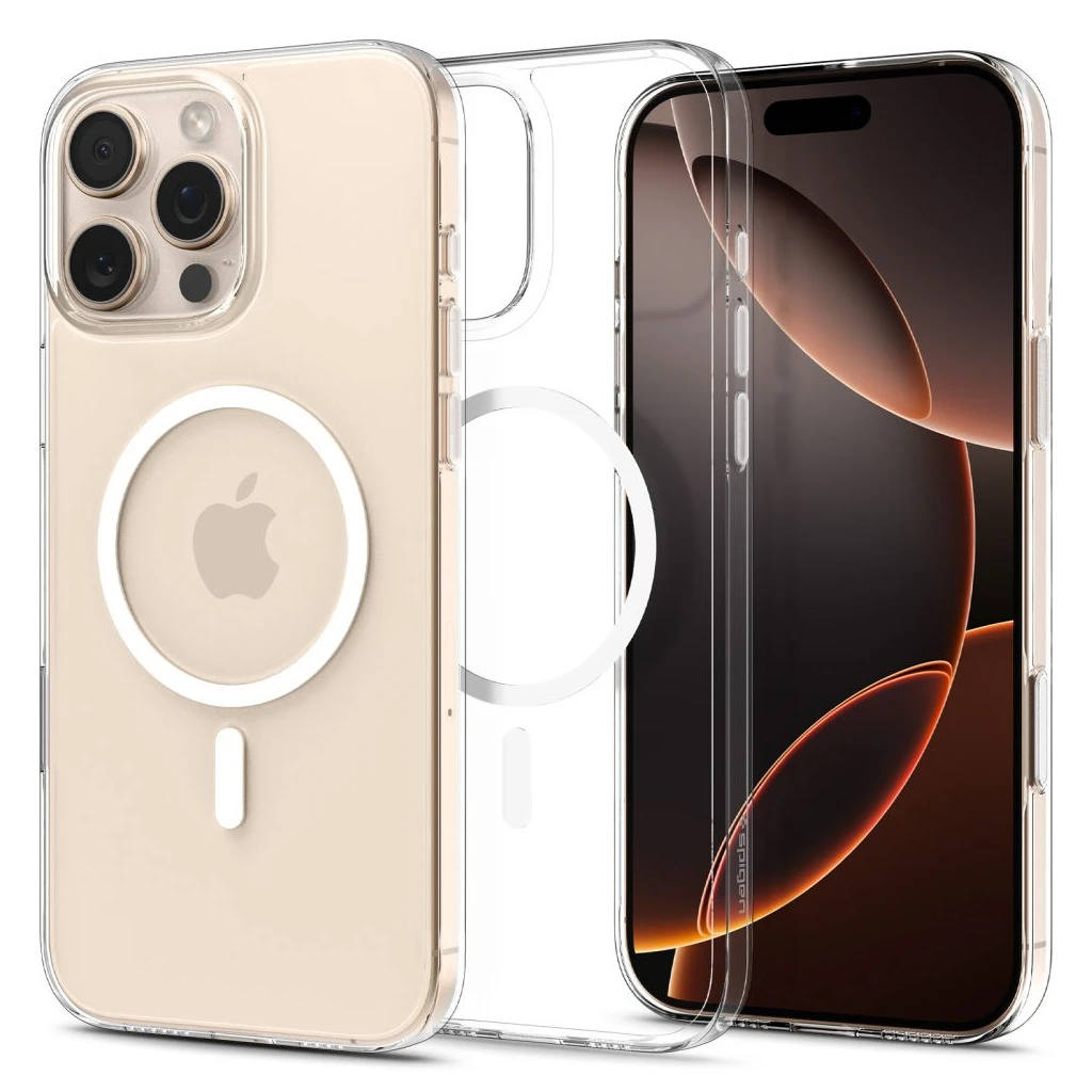 SPIGEN THIN FIT „T” MAG MAGSAFE iPhone 16 Pro készülékhez tok átlátszó/fehér
