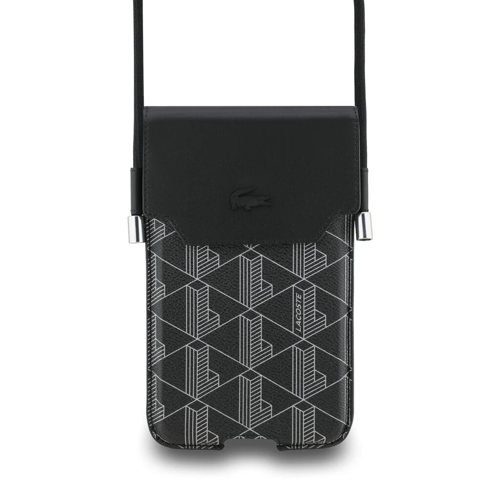 Lacoste PVC Blend Monogram Metal Logo Telefontáska XL fekete