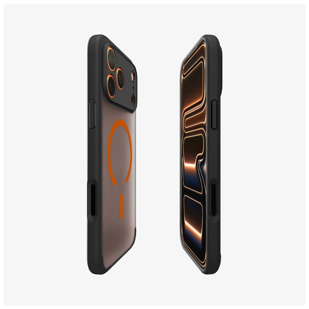 SPIGEN ULTRA HYBRID MAG MAGSAFE iPhone 17 Pro Max készülékhez tok – FROST – fekete/narancs