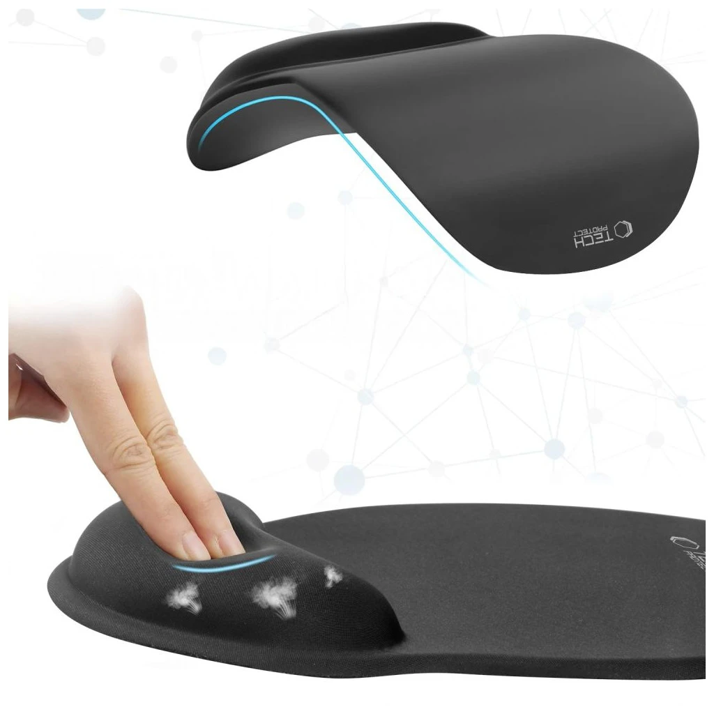 TECH-PROTECT A200 egérpad zselés csuklópihentetővel 25 x 22.5CM fekete