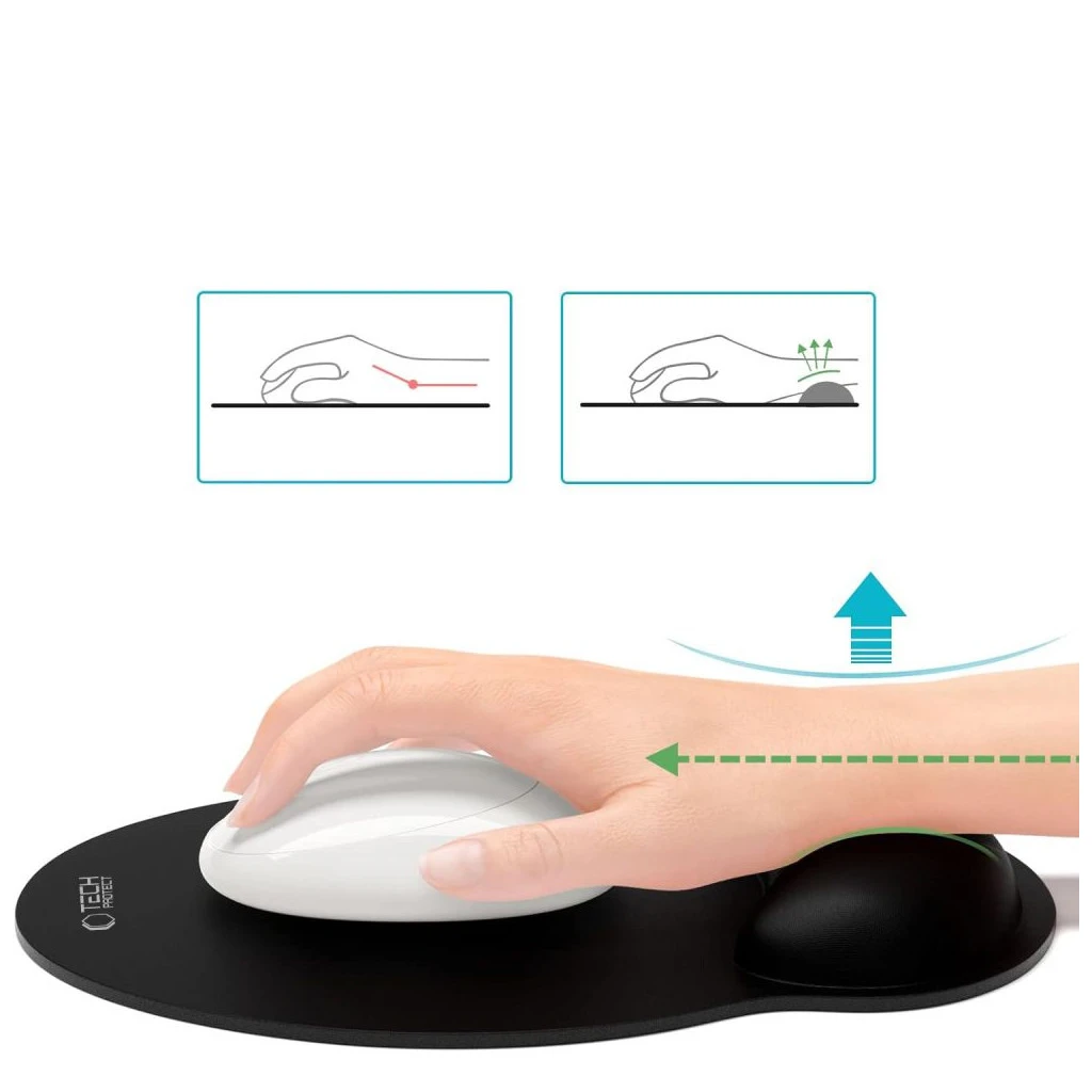 TECH-PROTECT A200 egérpad zselés csuklópihentetővel 25 x 22.5CM fekete