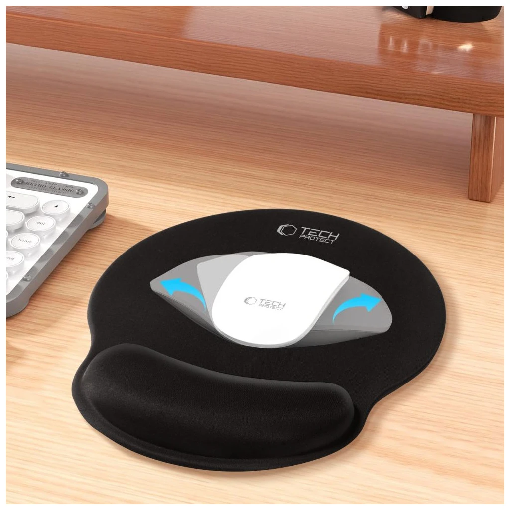 TECH-PROTECT A200 egérpad zselés csuklópihentetővel 25 x 22.5CM fekete