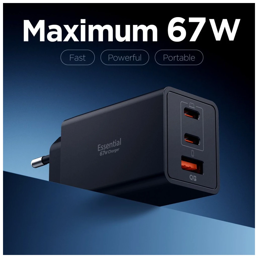 SPIGEN ESSENTIAL EE673EU 3-PORT NETWORK TÖLTŐ 67W fekete