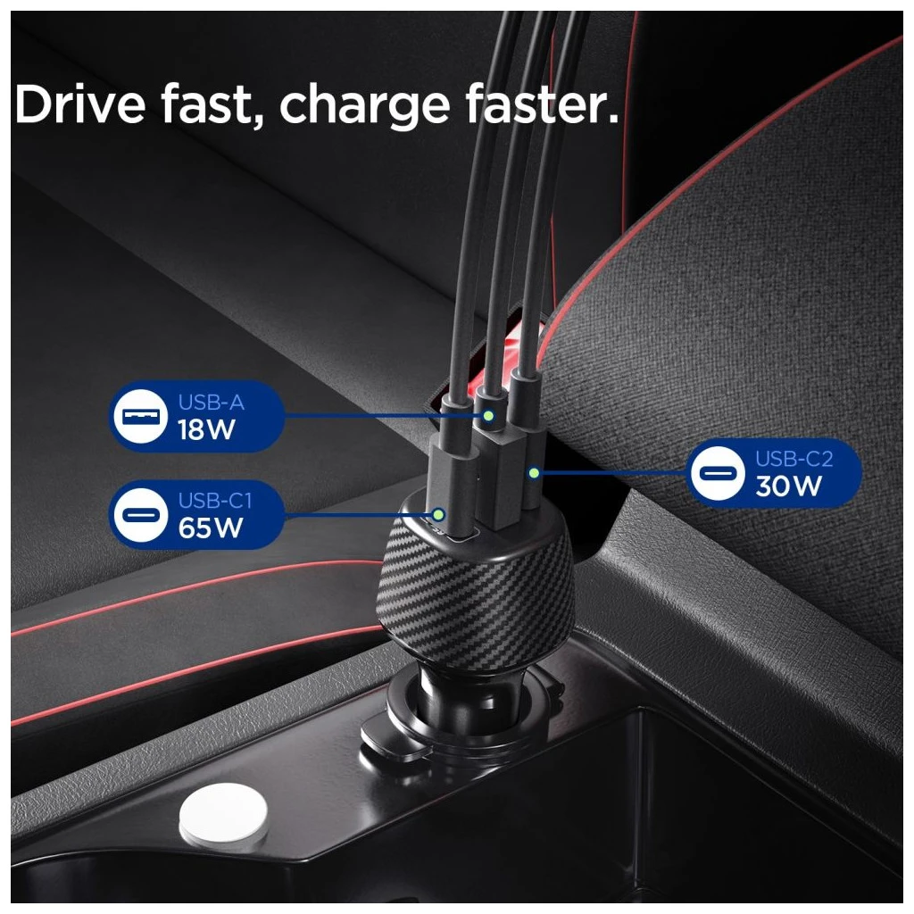 SPIGEN ESSENTIAL EV1133 3-PORT autós töltő 113W fekete