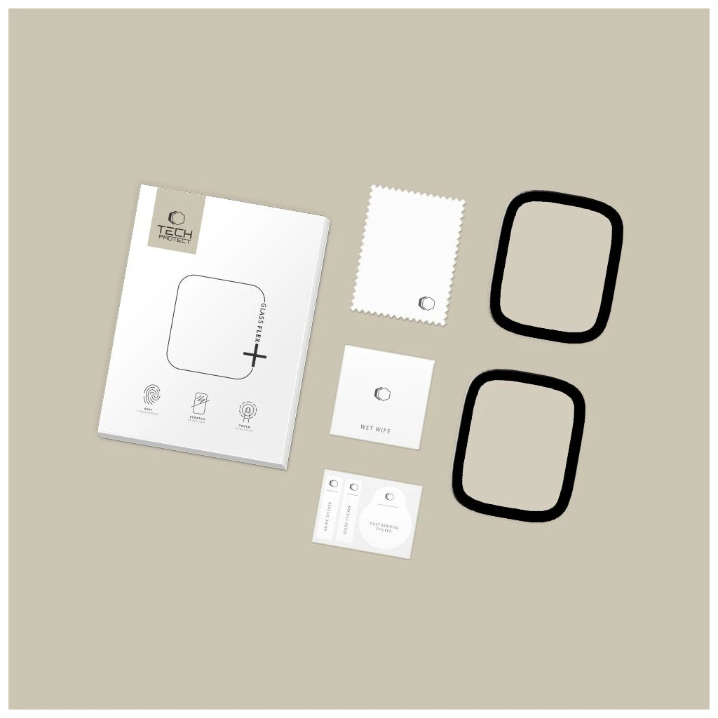 Hibrid üveg TECH-PROTECT GLASS FLEX+ 2-PACK APPLE WATCH 4/5/6/SE 1/2/3 (44MM) készülékhez fekete