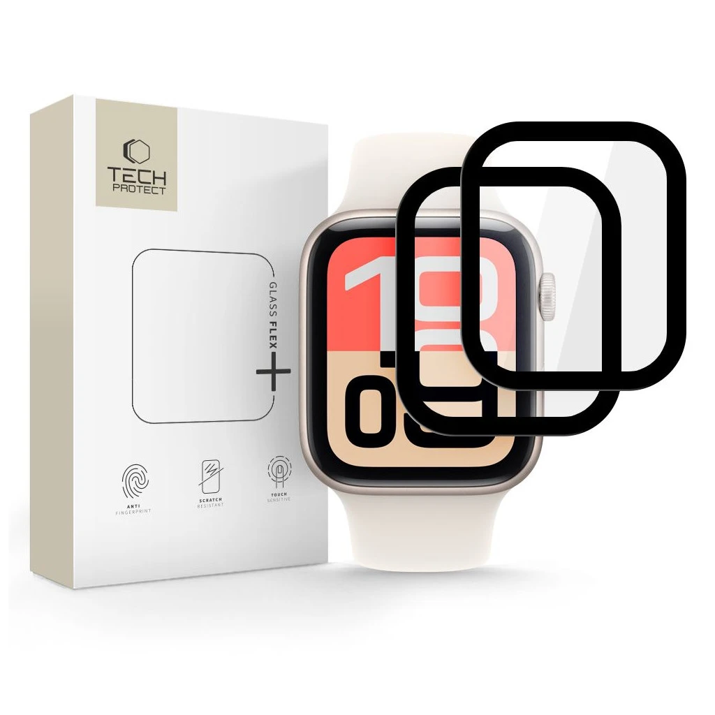TECH-PROTECT Glass Flex+ hibrid védőüveg 2-PACK Apple Watch 4 / 5 / 6 / SE 1 / 2 / 3 (40MM) készülékhez fekete