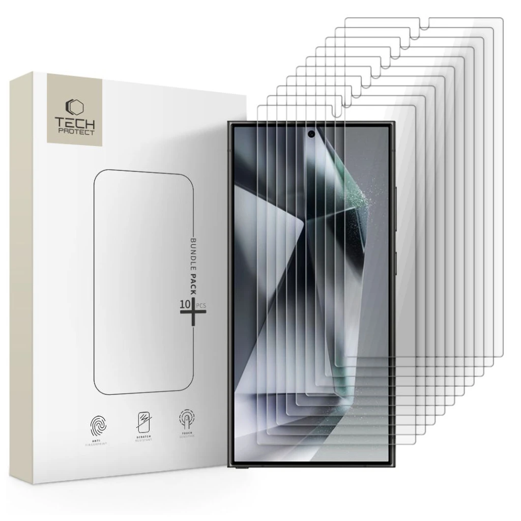 TECH-PROTECT Temperált üveg kijelzővédő csomag (10 darab) – Galaxy S24 Ultra Clear készülékhez