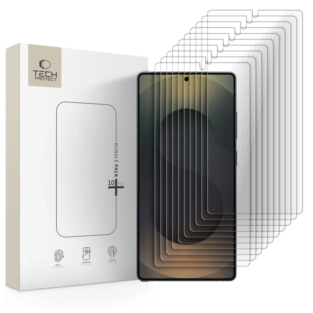 Edzett üvegfólia Tech-Protect Bundle 10-PACK Galaxy S25 készülékhez Ultra Clear