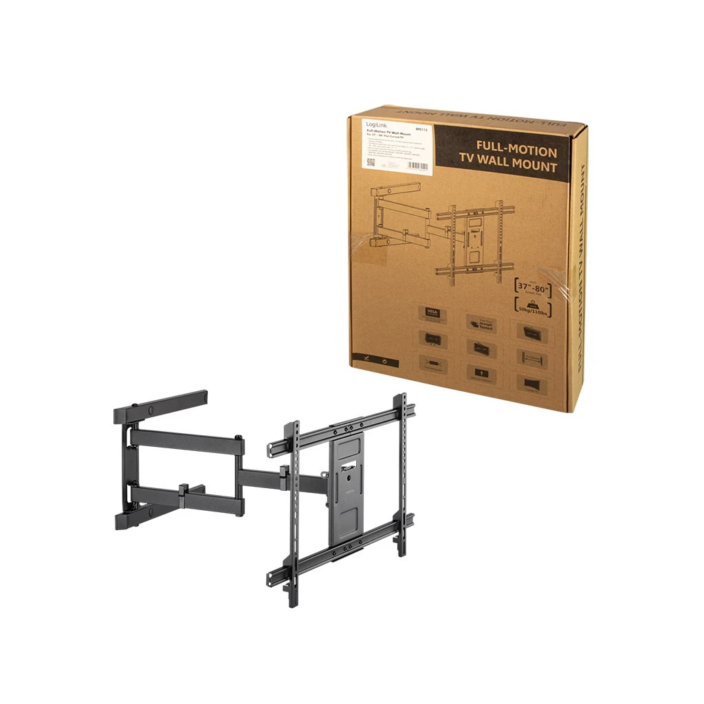 Logilink TV fali tartó konzol, 37-80″, dönthető, forgatható, max. 50 kg