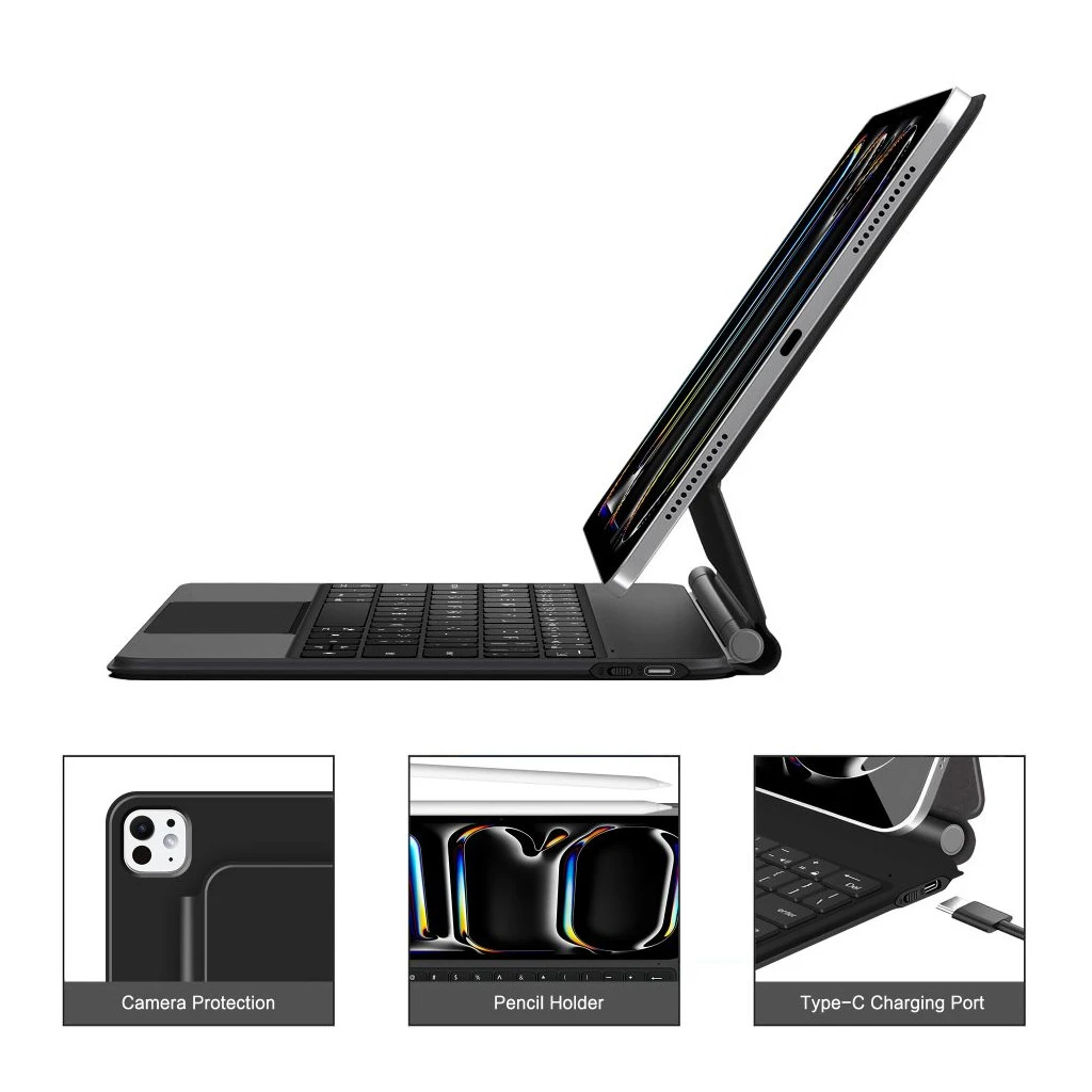 TECH-PROTECT SMARTCASE MÁGNÉSES + BILLENTYŰZET iPad Pro 11” készülékhez 5 / 6 2024-2025 fekete