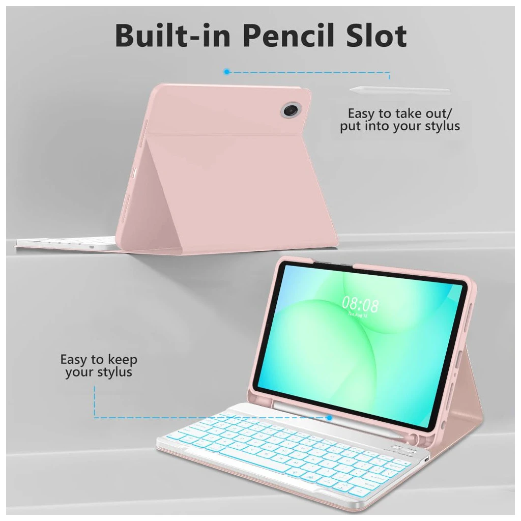 TECH-PROTECT SC PEN + KEYBOARD Samsung Galaxy Tab A9+ / A11+ Plus 11.0 (X210/X215/X216/X230/X235/X236) készülékhez rózsaszín