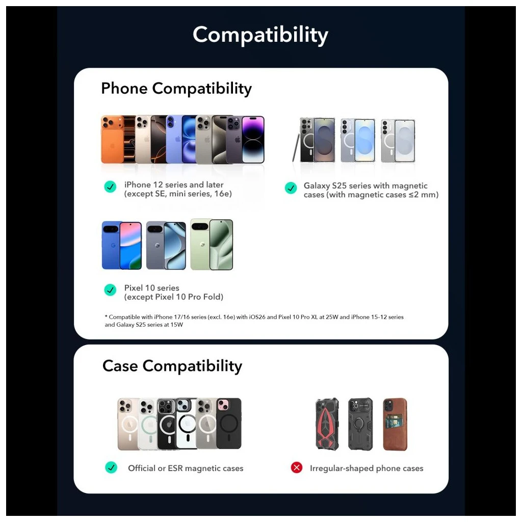 ESR OMNILOCK CRYOBOOST MAGNETIC MAGSAFE ventos autós vezeték nélküli töltő Qi2.2 25W fekete
