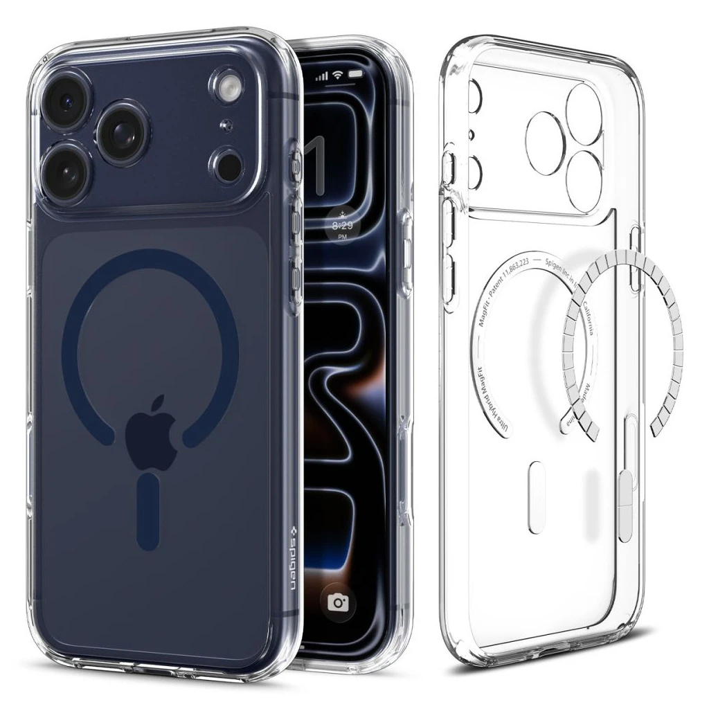 SPIGEN ULTRA HYBRID MAG MAGSAFE iPhone 17 Pro Max tok készülékhez – átlátszó / mélykék