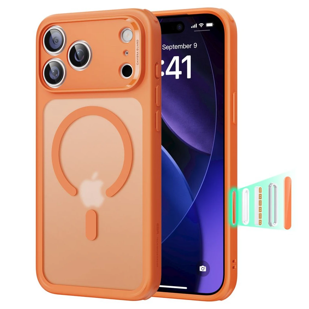 ESR Classic Hybrid Magsafe iPhone 17 Pro Max készülékhez tok – matított narancs