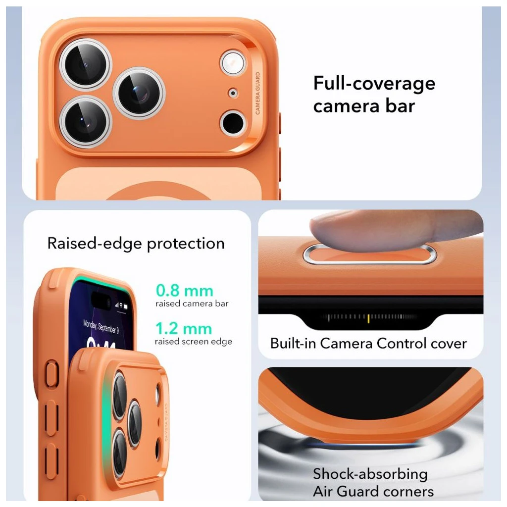 ESR Classic Hybrid Magsafe iPhone 17 Pro Max készülékhez tok – matított narancs