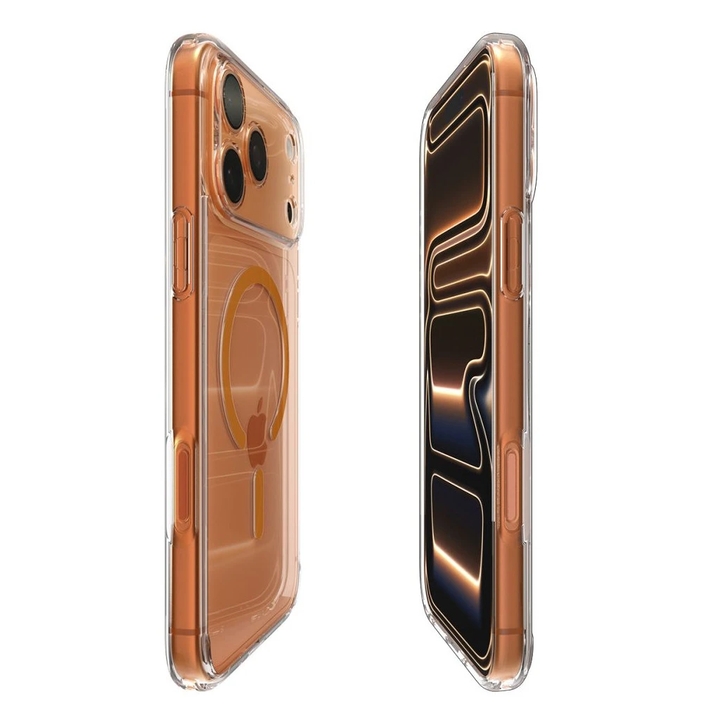 SPIGEN ULTRA HYBRID MAG MAGSAFE iPhone 17 Pro Max készülékhez tok, áttetsző/narancssárga