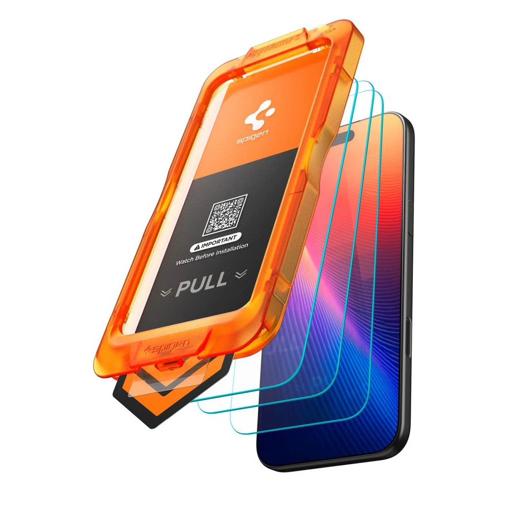 Spigen edzett üvegfólia ALM GLAS.TR SLIM 3-PACK iPhone 17 Pro készülékhez átlátszó