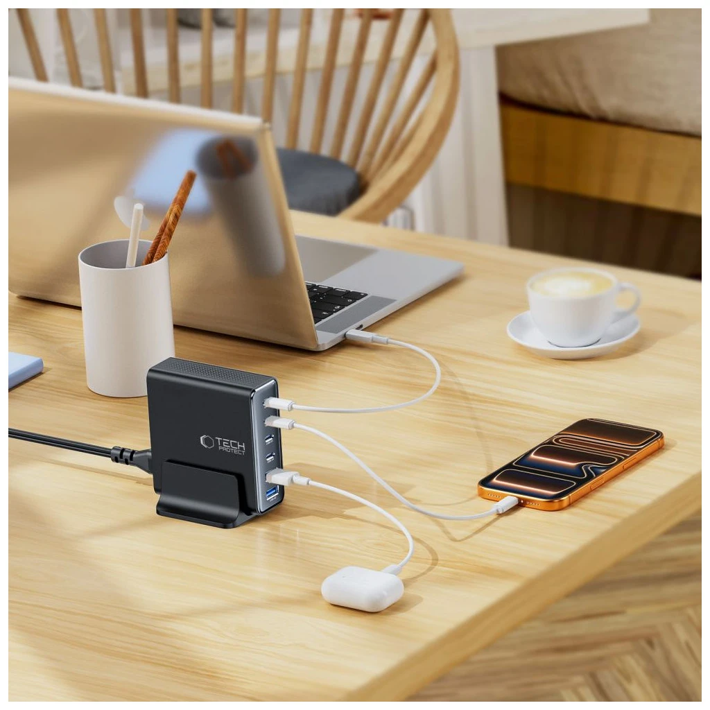 TECH-PROTECT DC160W-GAN 6-port asztali töltő PD 160W / QC3.0 fekete