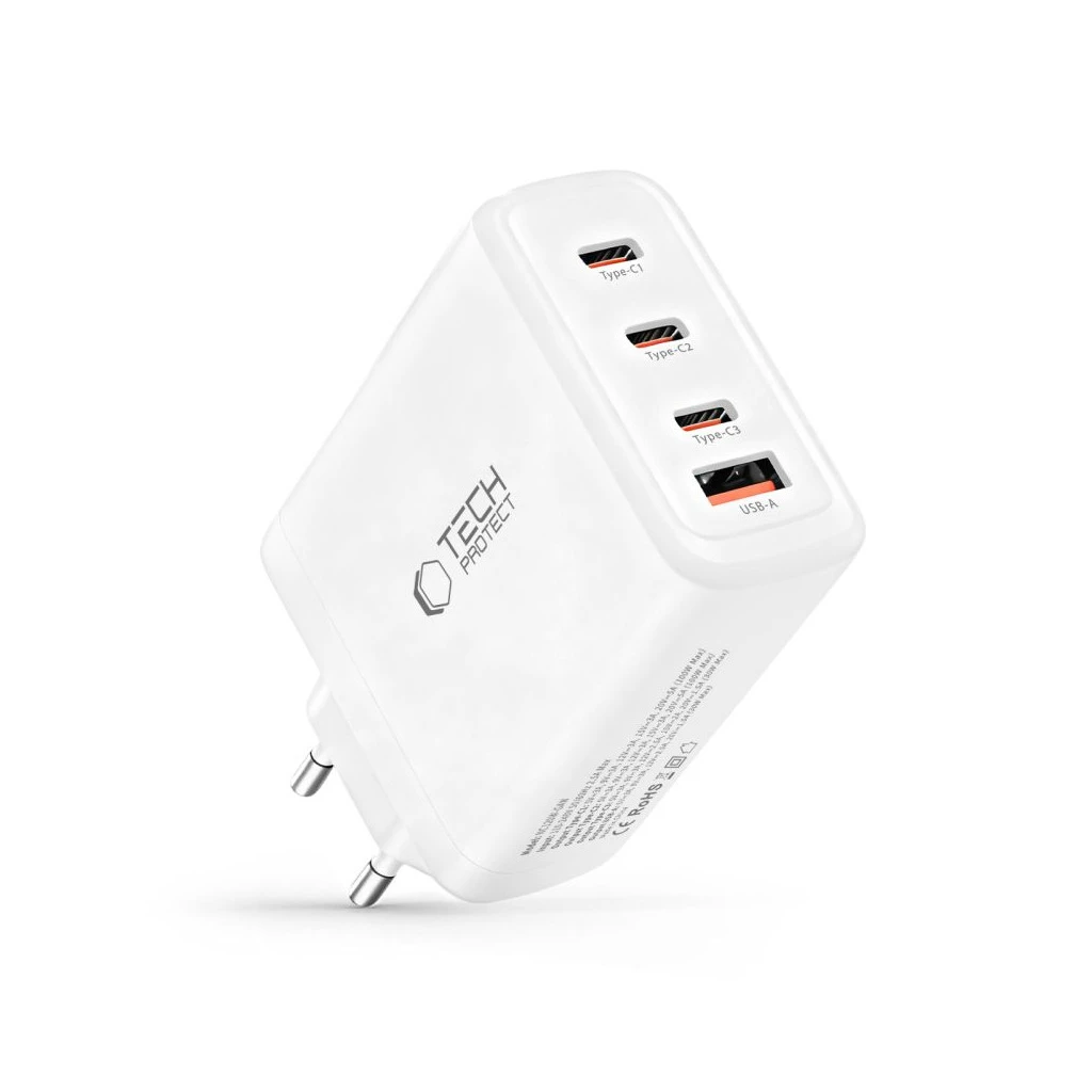 TECH-PROTECT NC120W-GAN 4-PORT hálózati töltő PD 120W / QC3.0 fehér