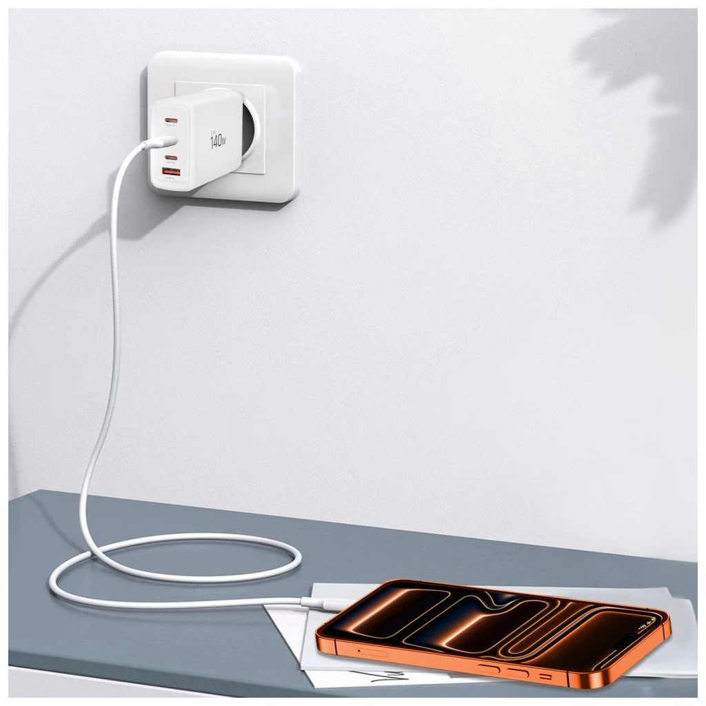 TECH-PROTECT NC140W-GAN 4-PORT HÁLÓZATI TÖLTŐ PD 140W / QC3.0 fehér