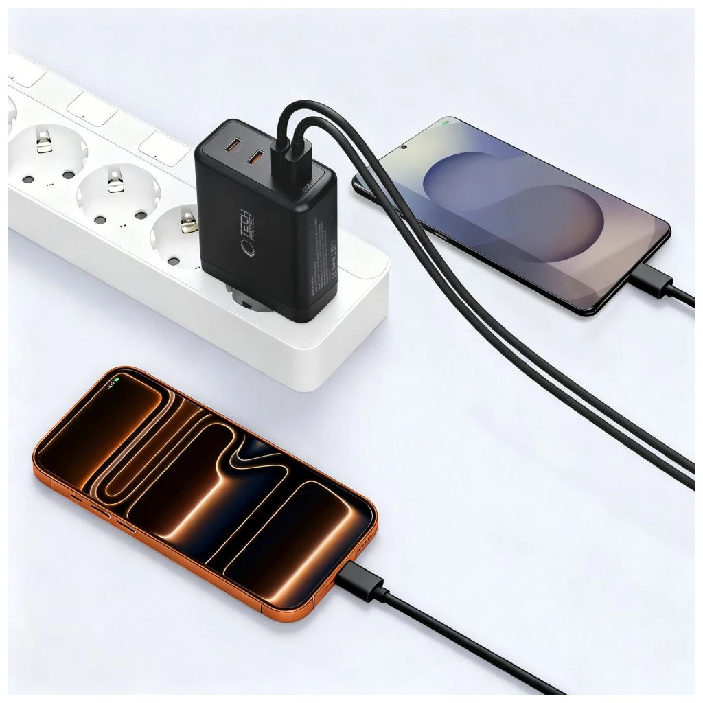 TECH-PROTECT NC140W-GAN 4-portos hálózati töltő PD 140W / QC3.0 fekete