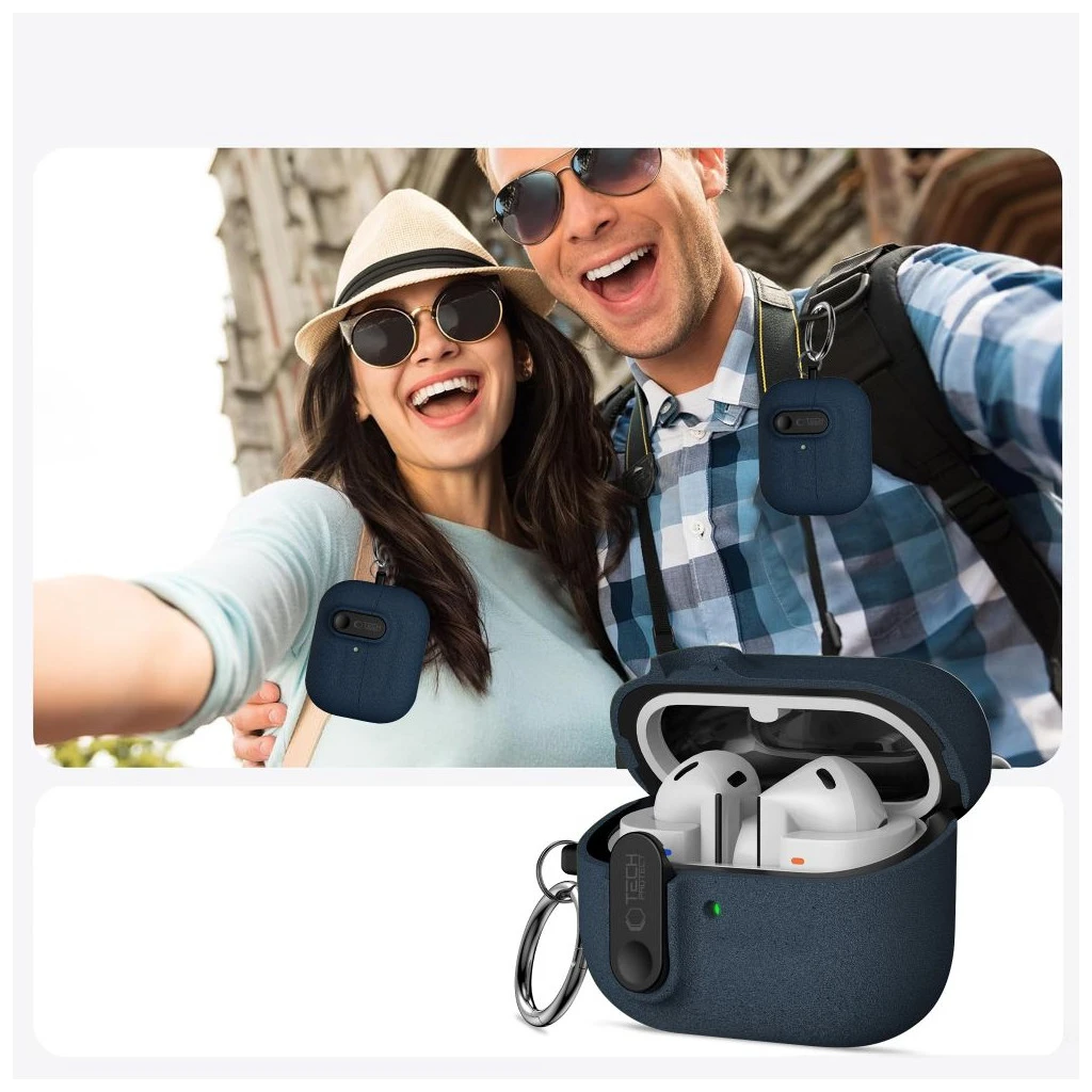 TECH-PROTECT SLIM HOOK védőtok SAMSUNG GALAXY BUDS 3 / 3 FE / 3 PRO készülékhez, fluffy kék