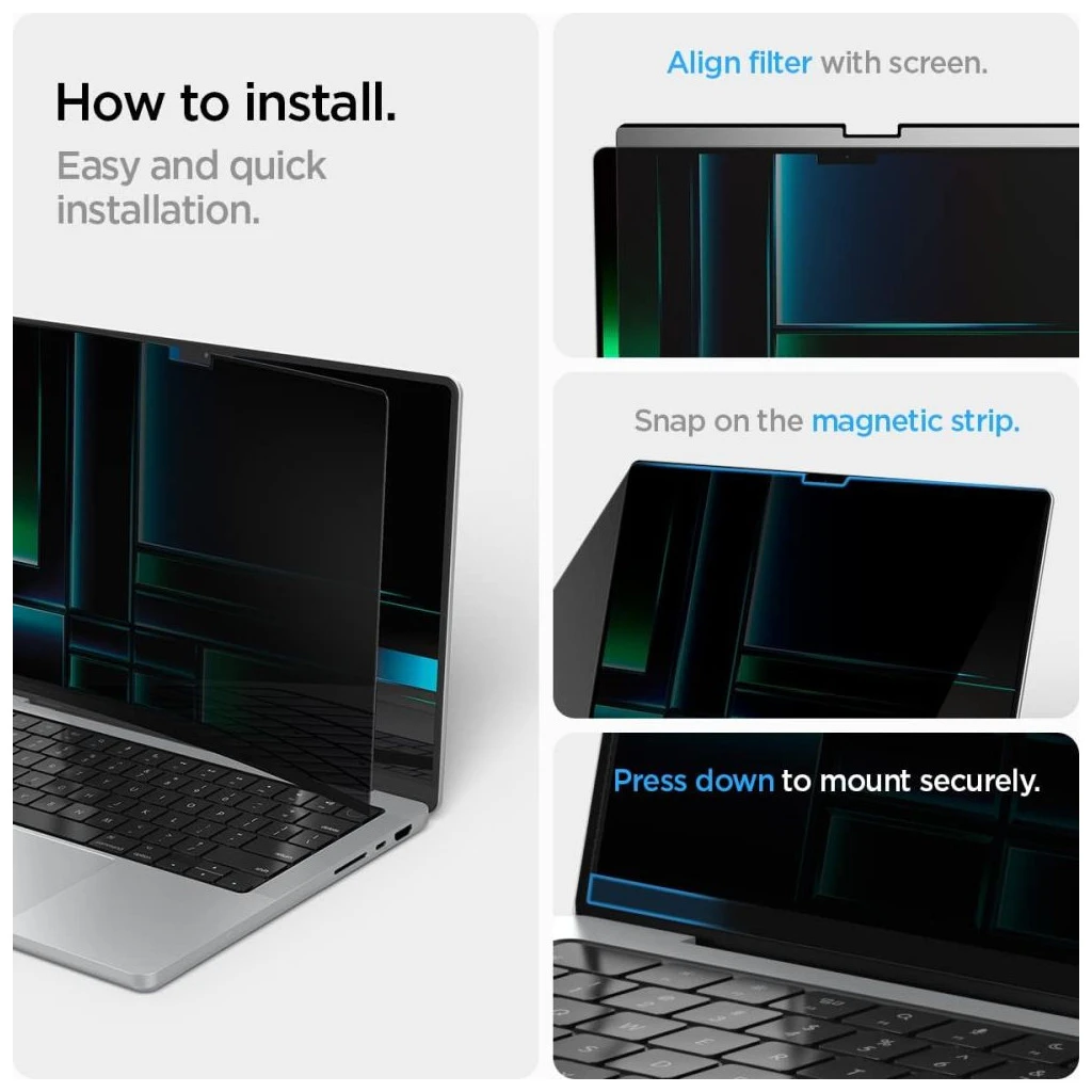 SPIGEN Safe View MacBook Pro 14 Privacy kijelzővédő M1 / M2 / M3 / M4 / M5 2021-2025 készülékhez