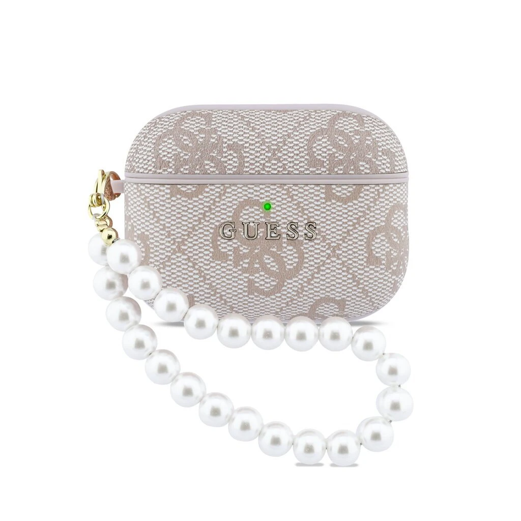 Guess PU 4G Classic Logo Pearl Strap tok AirPods Pro 3 készülékhez rózsaszín
