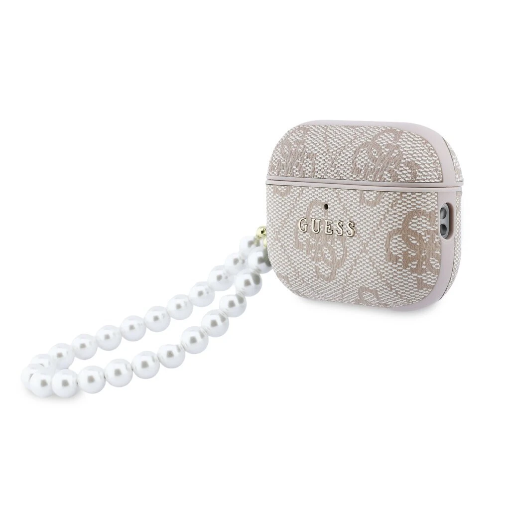 Guess PU 4G Classic Logo Pearl Strap tok AirPods Pro 3 készülékhez rózsaszín