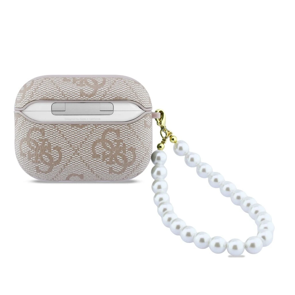 Guess PU 4G Classic Logo Pearl Strap tok AirPods Pro 3 készülékhez rózsaszín