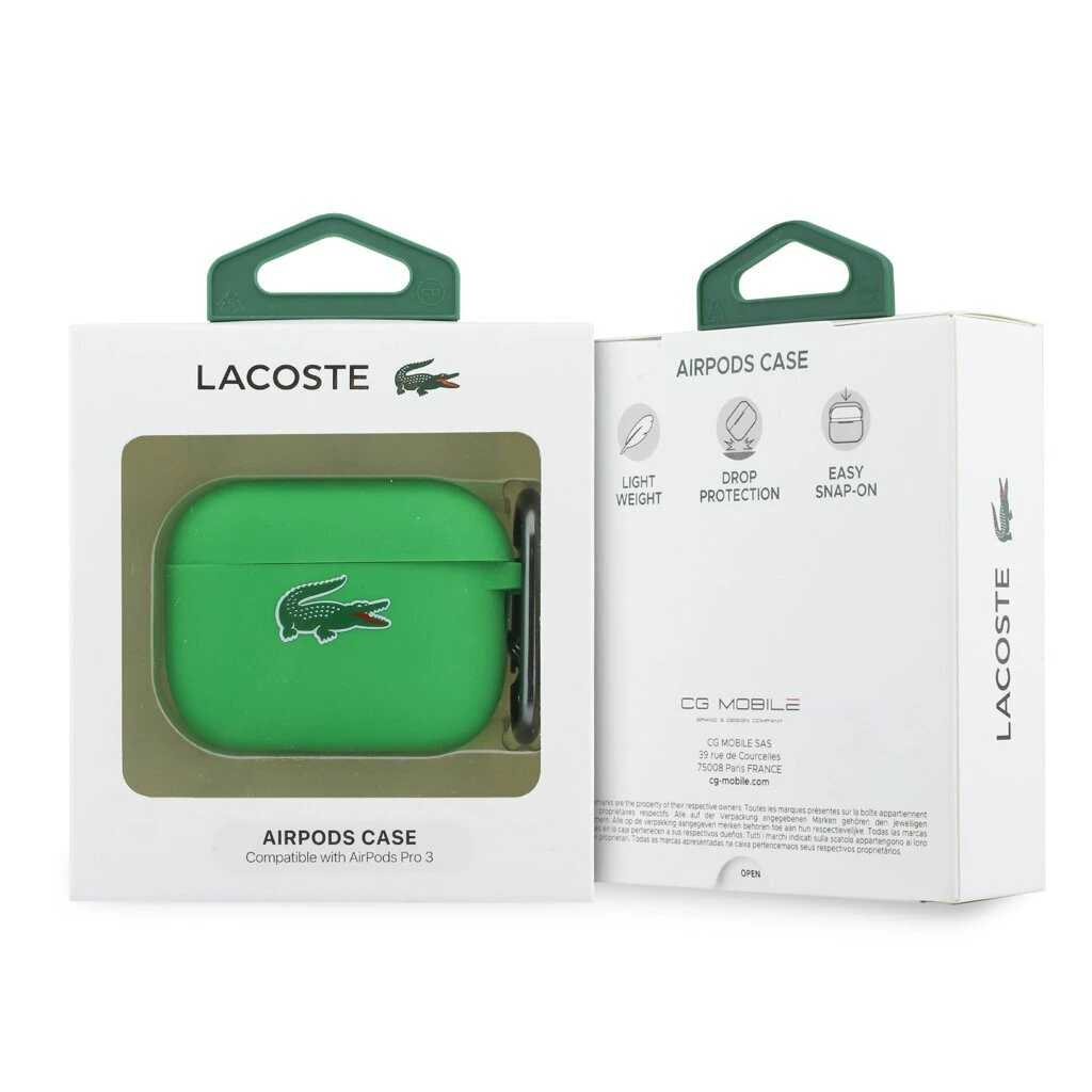 Lacoste Liquid Silicone Croc Logo tok AirPods Pro 3 készülékhez zöld