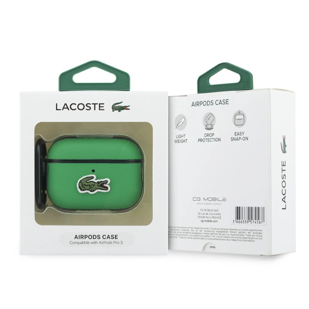 Lacoste Petit Pique Croc Logo Patch tok AirPods Pro 3 készülékhez zöld