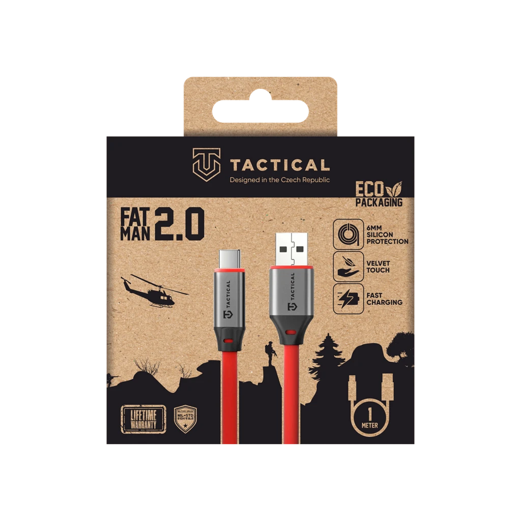 Tactical Fat Man 2.0 kábel USB-A/USB-C 1m piros
