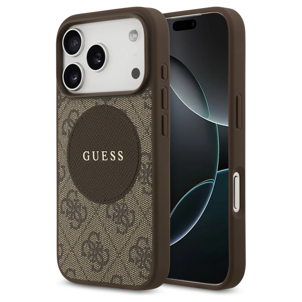 Guess 4G Circle Classic Logo MagSafe tok iPhone 17 Pro készülékhez barna