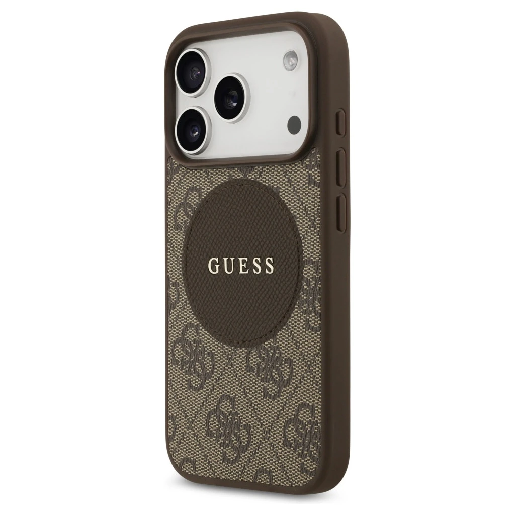 Guess 4G Circle Classic Logo MagSafe tok iPhone 17 Pro készülékhez barna