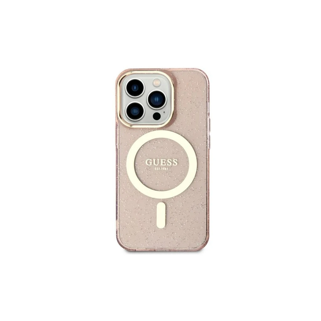 Guess GUHMN61HCMCGP iPhone 11 / Xr készülékhez 6.1″ kemény tok Glitter Gold MagSafe rózsaszín