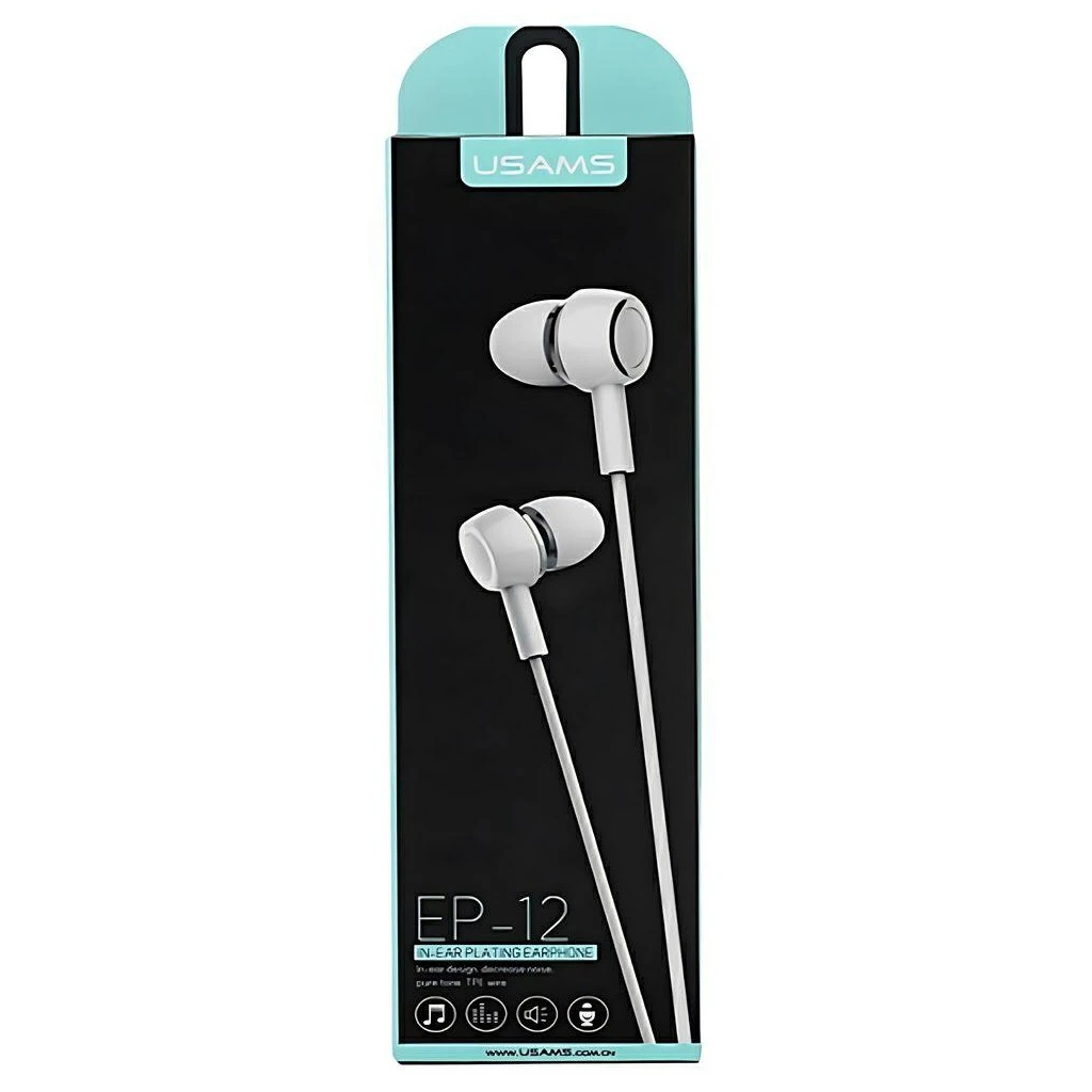 USAMS stereo fejhallgató EP-12 HSEP1202 jack 3,5mm fehér