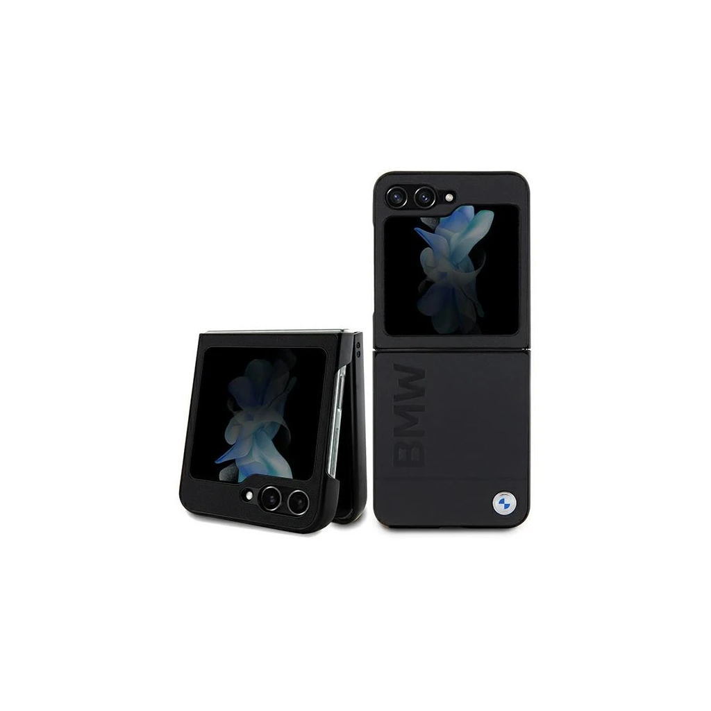 BMW BMHCZF5SLLBK Z Flip5 F731 készülékhez Leather Hot Stamp tok fekete