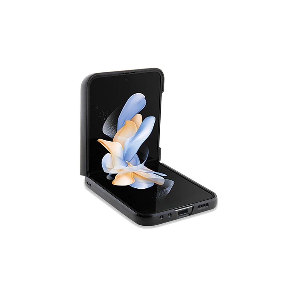 BMW BMHCZF5SLLBK Z Flip5 F731 készülékhez Leather Hot Stamp tok fekete