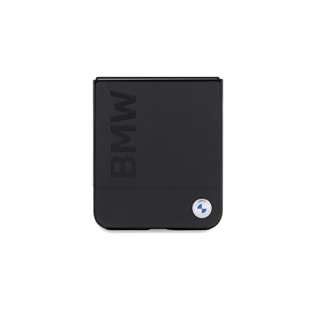 BMW BMHCZF5SLLBK Z Flip5 F731 készülékhez Leather Hot Stamp tok fekete