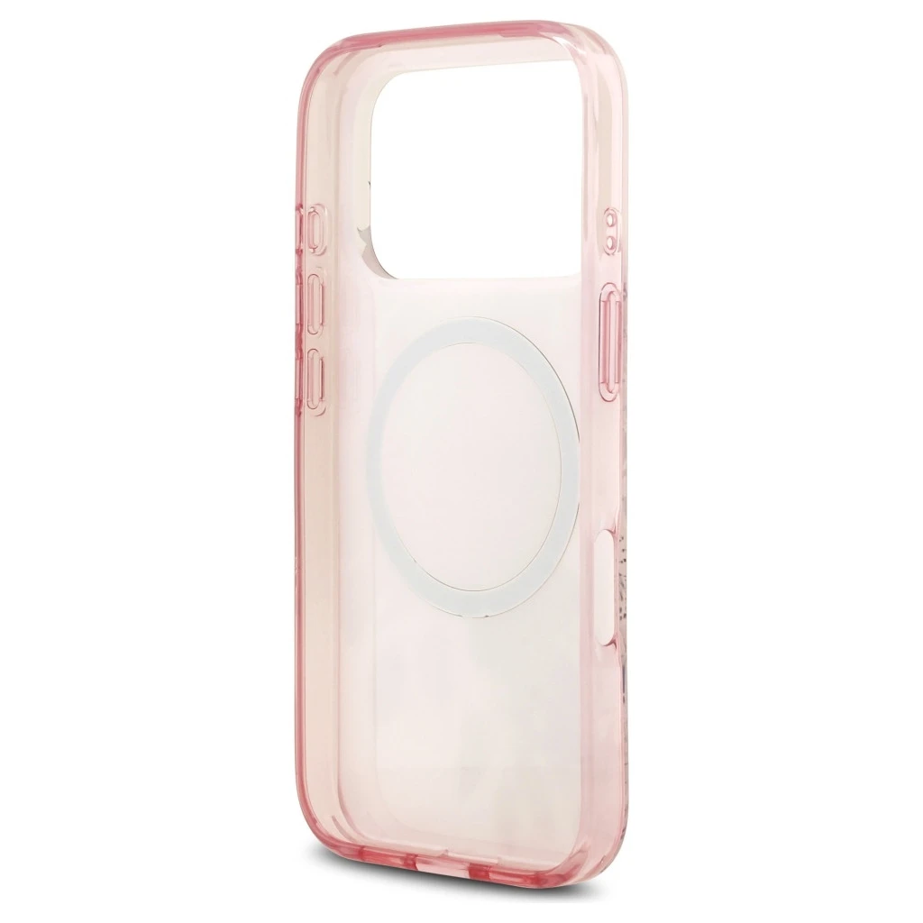 Guess IML Flower & Tonal Circle MagSafe tok iPhone 17 Pro készülékhez rózsaszín