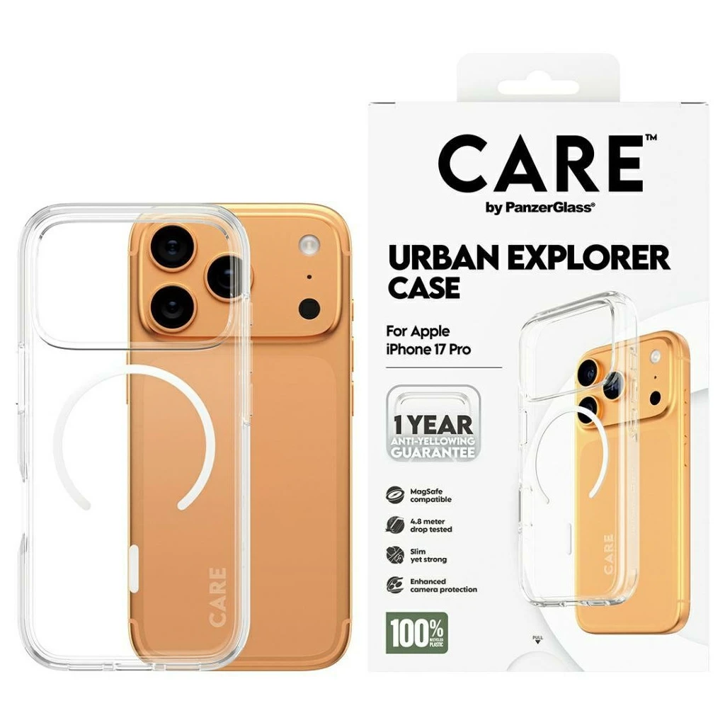 CARE by PanzerGlass Flagship Urban Explorer tok w. MagSafe iPhone 17 Pro készülékhez Clear fehér
