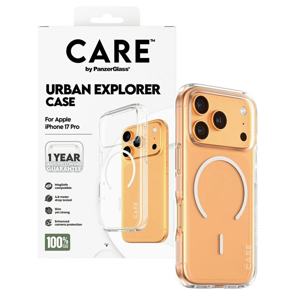 CARE by PanzerGlass Flagship Urban Explorer tok w. MagSafe iPhone 17 Pro készülékhez Clear fehér