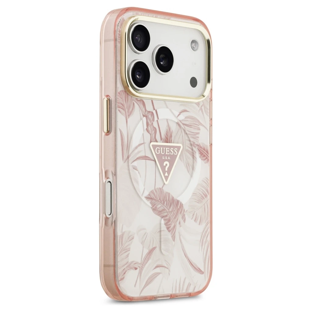 Guess Jungle Tonal Triangle MagSafe tok iPhone 17 Pro Max készülékhez rózsaszín